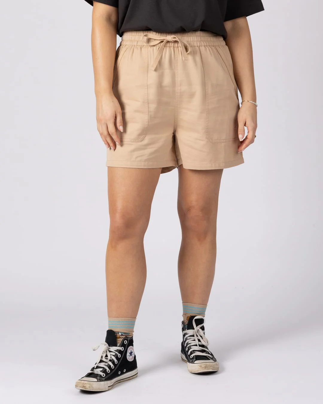 Lowen Womens Tencel Short in Beige - Image 2