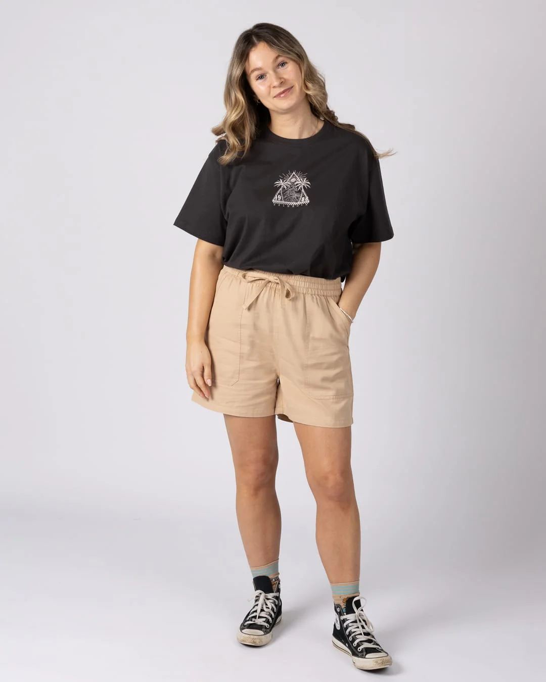 Lowen Womens Tencel Short in Beige - Image 5
