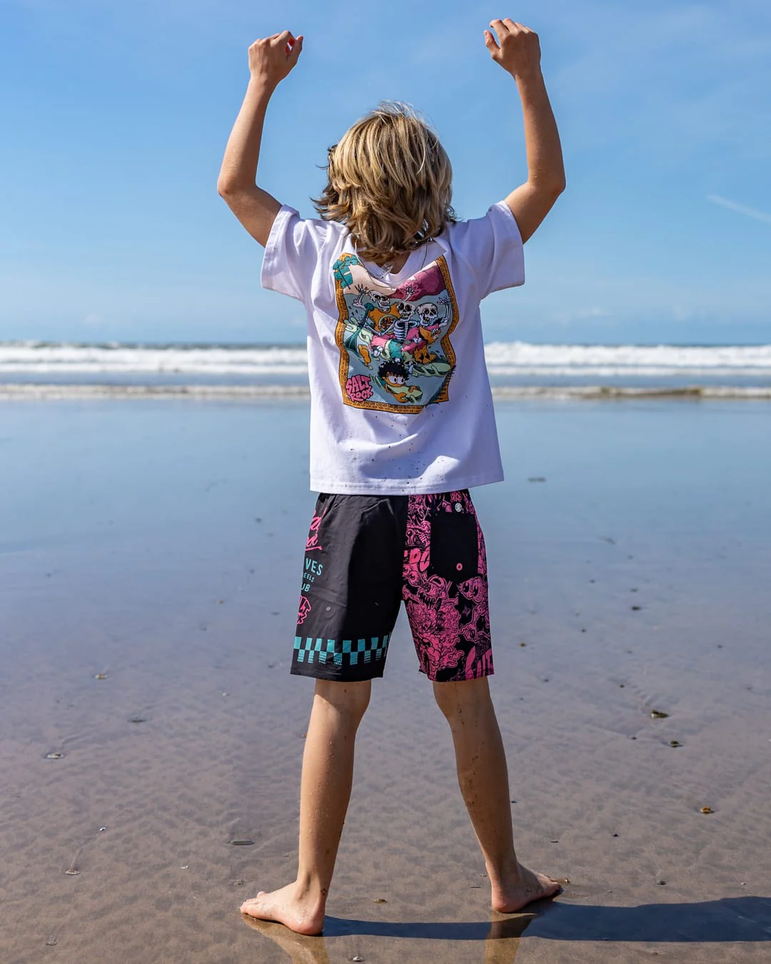 Lush Waves Kids Short Sleeve T-Shirt in White - Image 6
