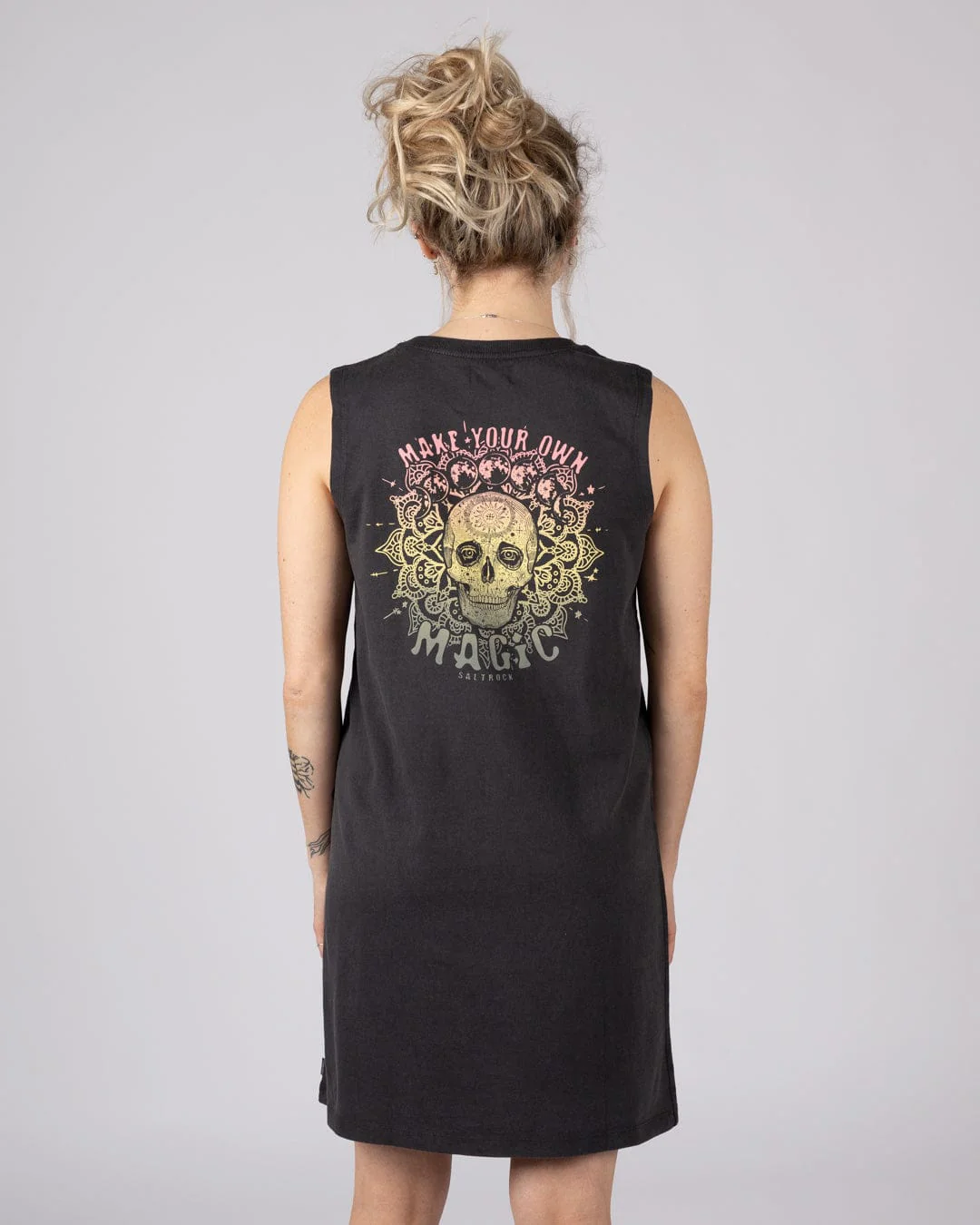 Make Magic Womens Tank Dress in Dark Grey - Image 4