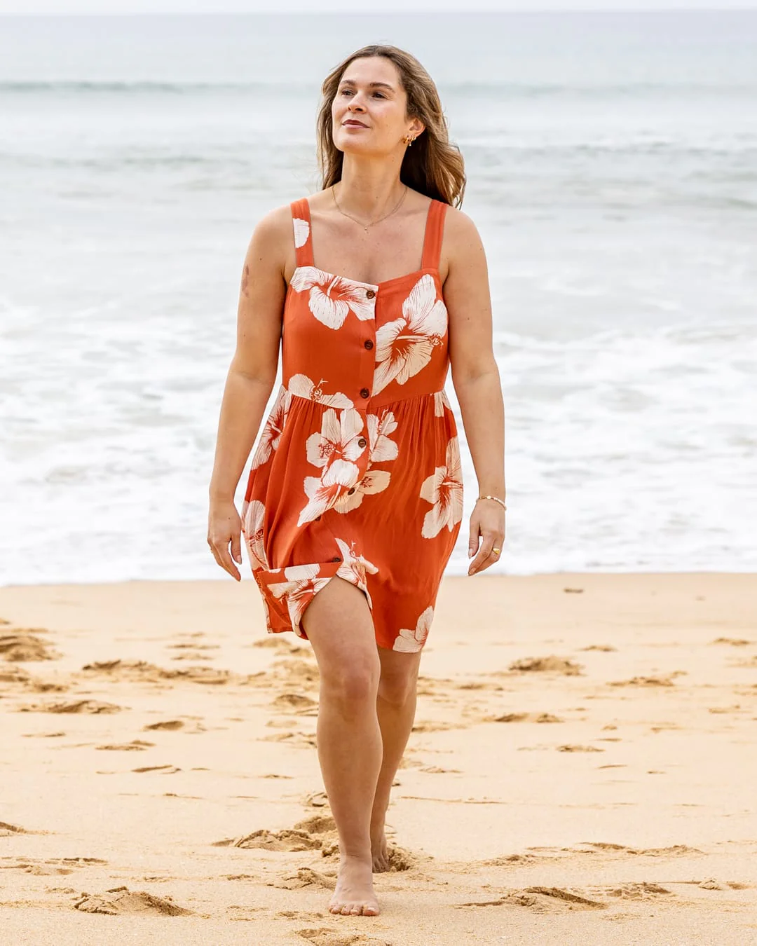 Mandaram Womens Mini Dress in Light Orange - Image 3