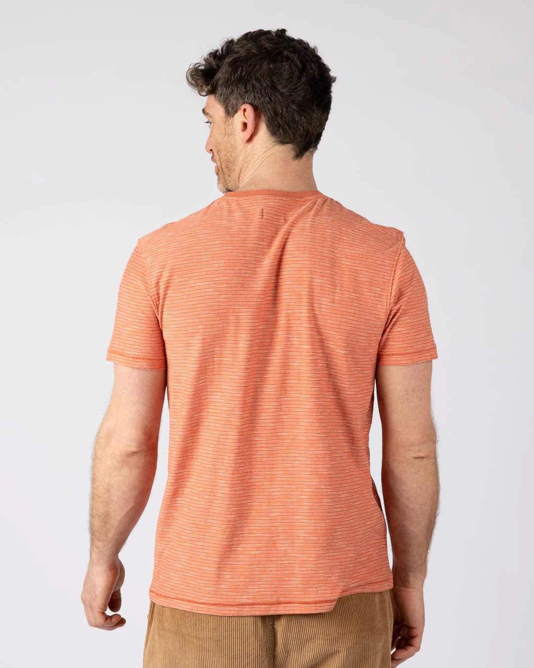Mermaid Rise Mens Short Sleeve T-Shirt in Light Orange - Image 2