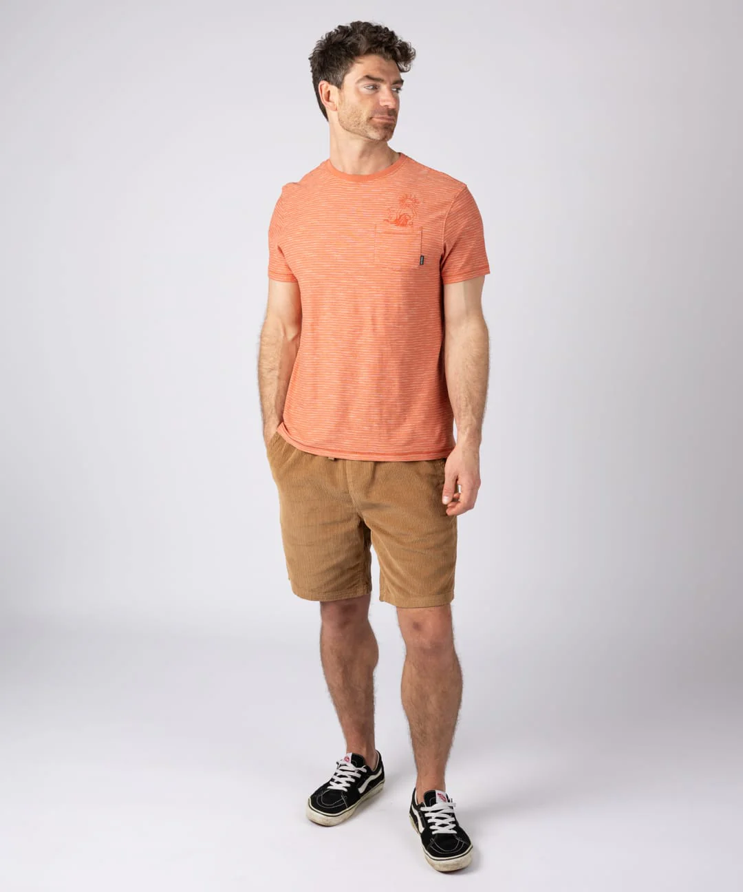 Mermaid Rise Mens Short Sleeve T-Shirt in Light Orange - Image 4
