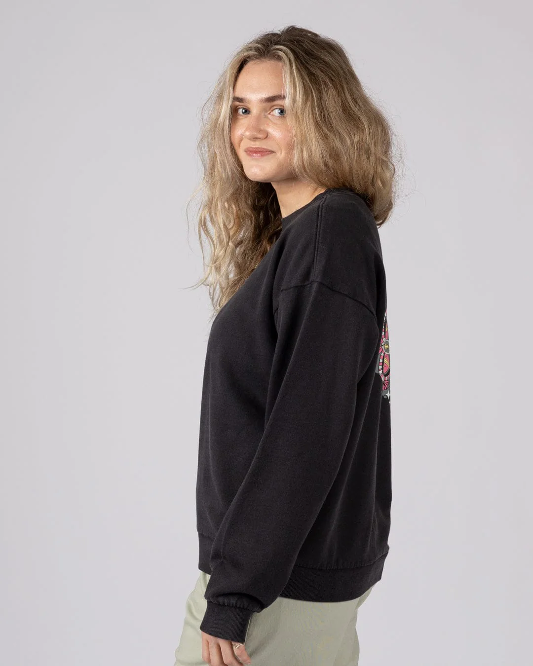 Midnight Womens Oversized Sweatshirt in Dark Grey - Image 3