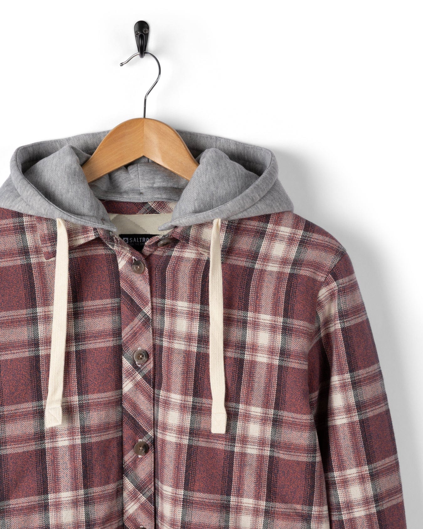 Myla Womens Hooded Check Shacket in Pink Check - Image 6