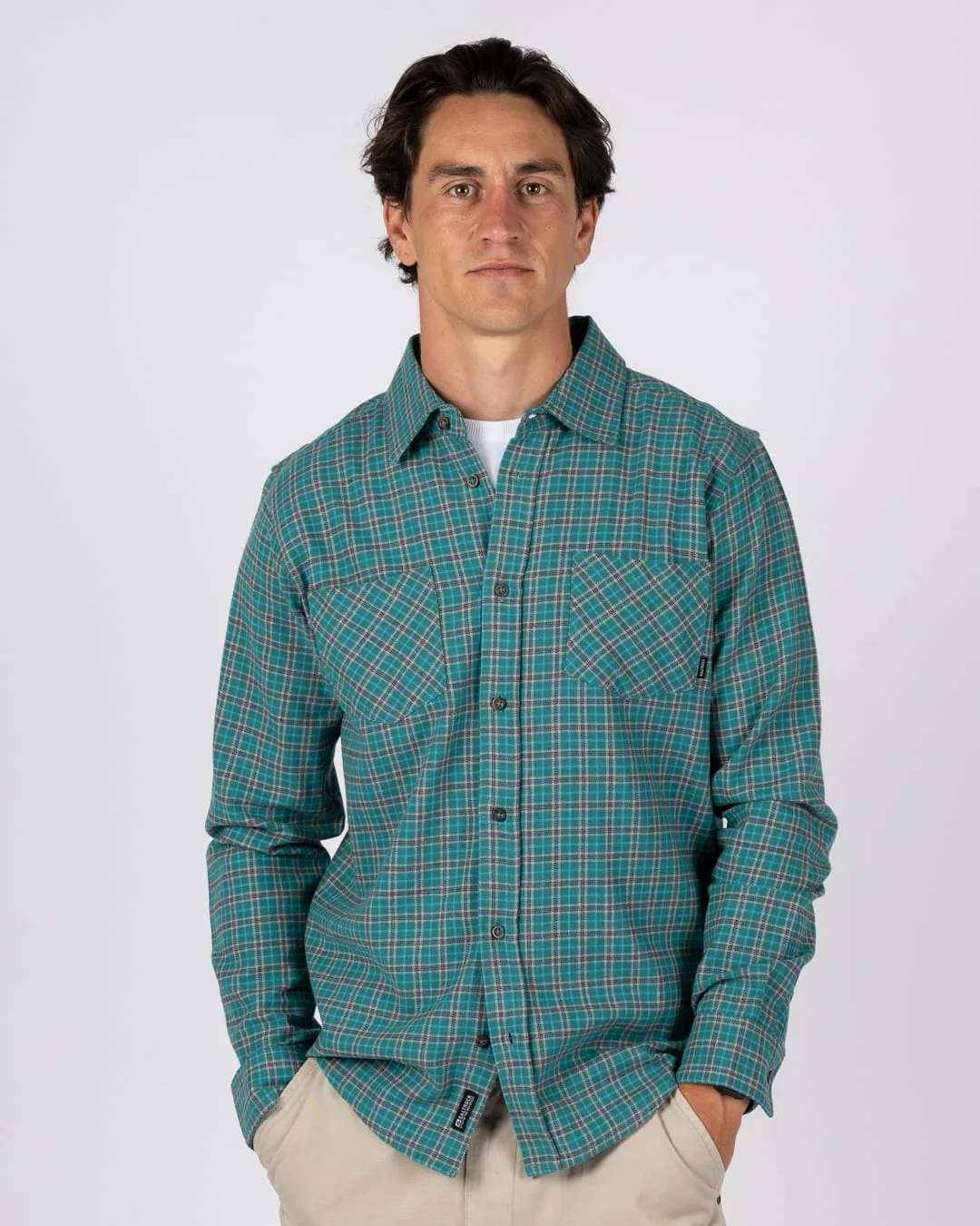 Nyjah Mens Flannel Shirt in Dark Green