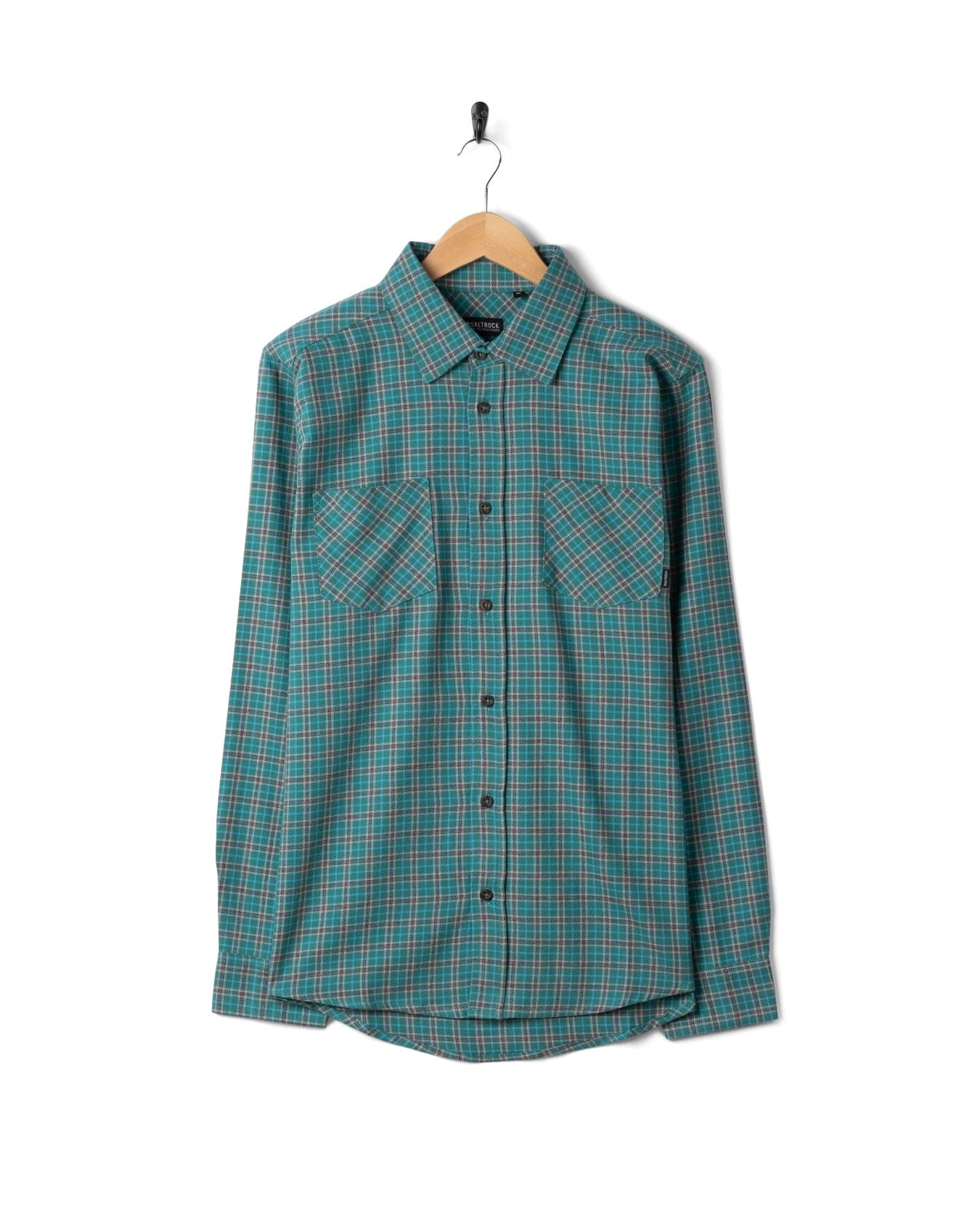 Nyjah Mens Flannel Shirt in Dark Green - Image 2