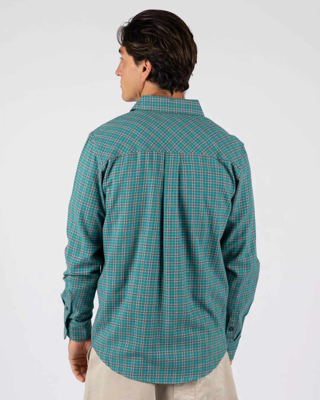 Nyjah Mens Flannel Shirt in Dark Green - Image 5