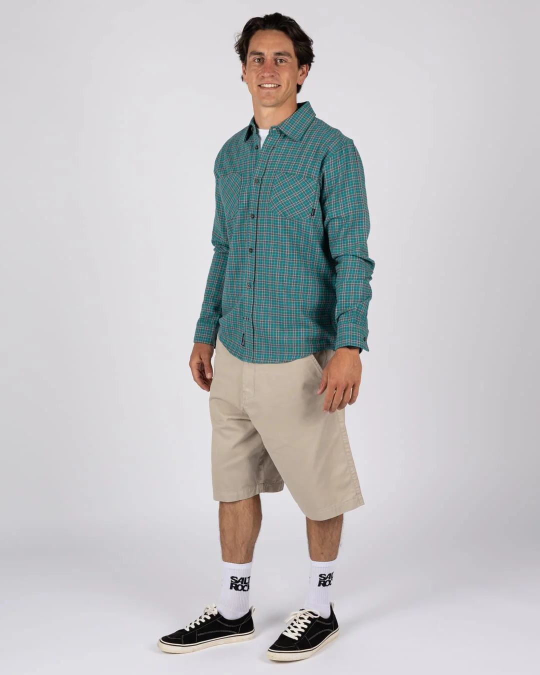 Nyjah Mens Flannel Shirt in Dark Green - Image 6