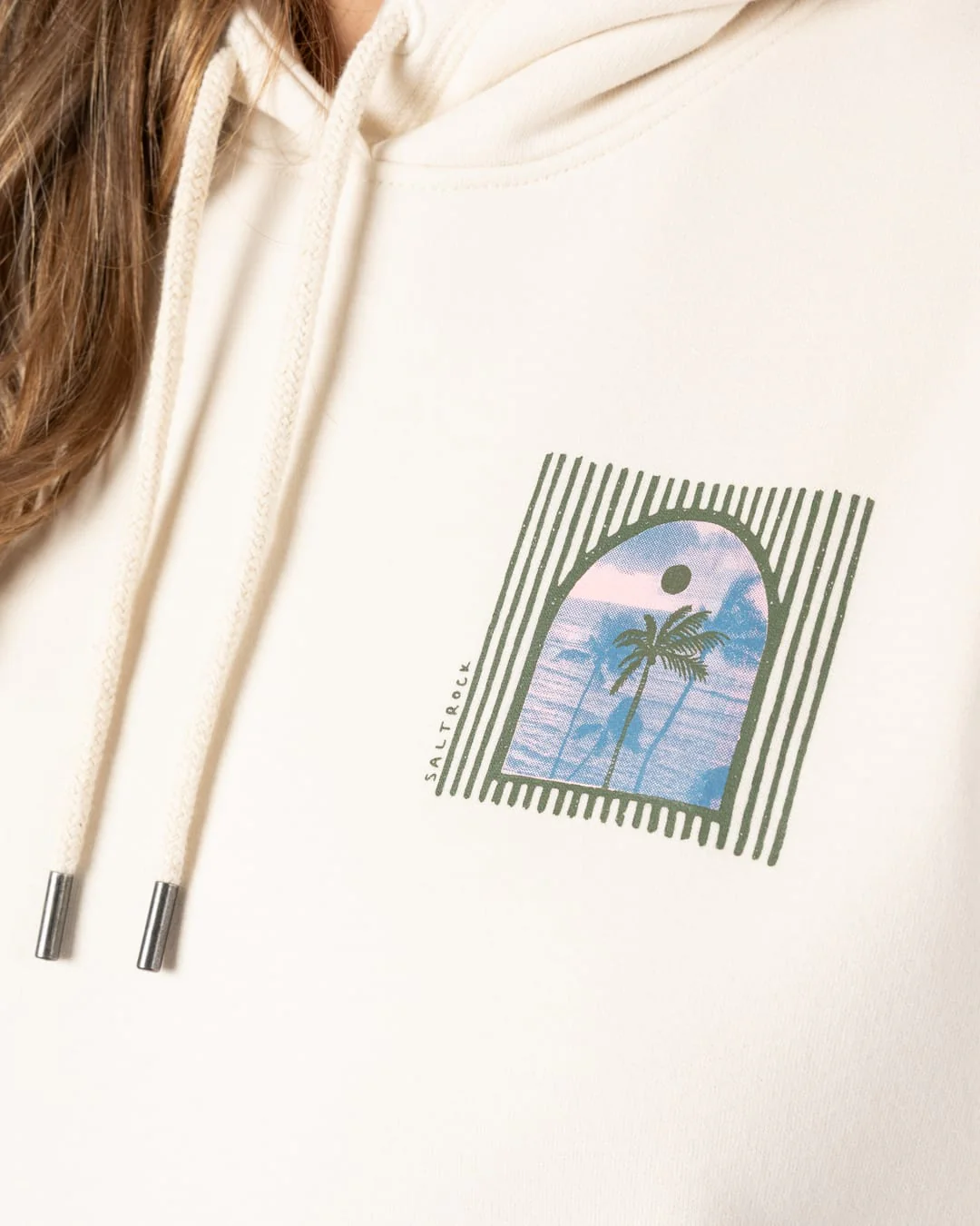 Offshore Womens Pop Hoodie in Cream - Image 2