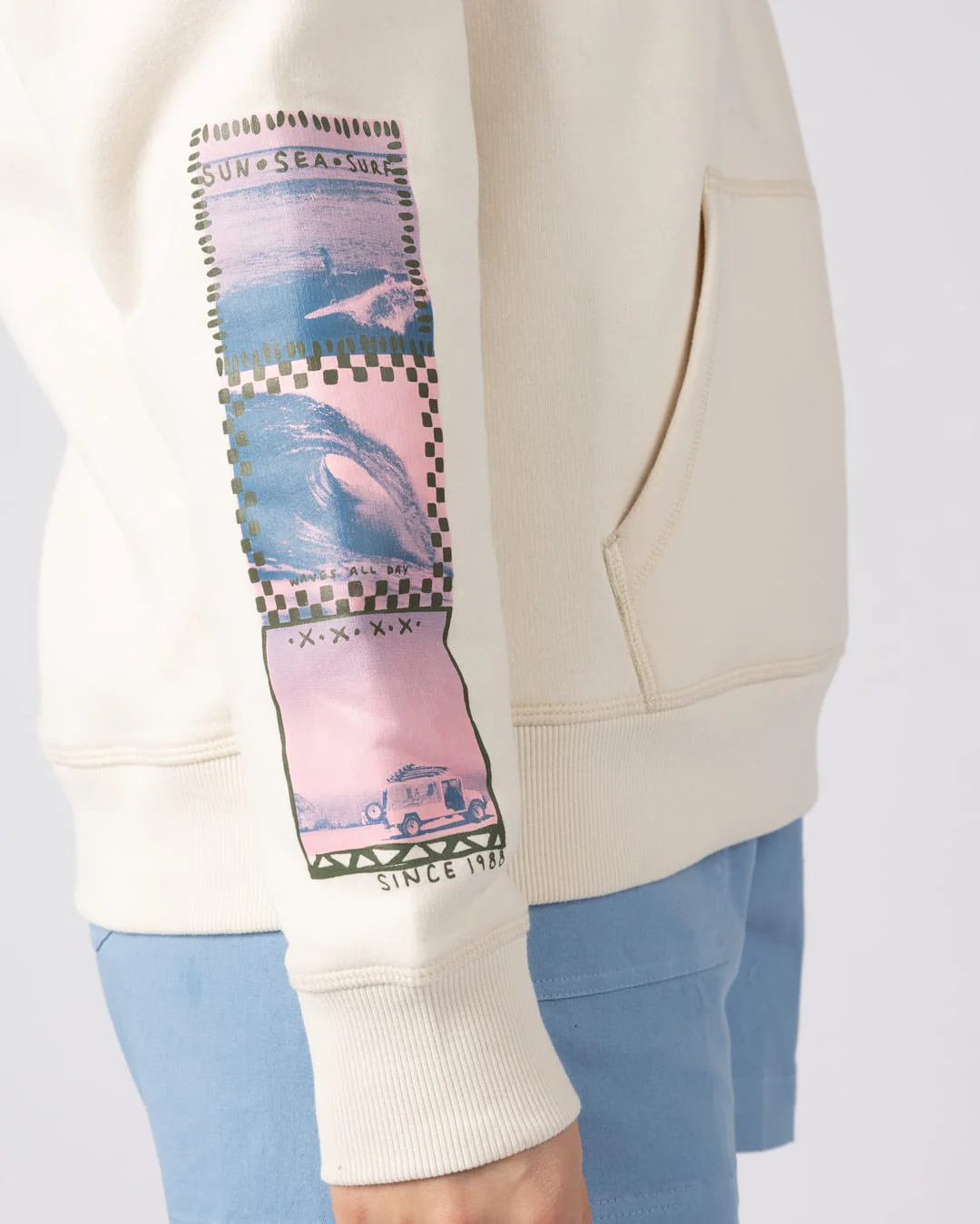 Offshore Womens Pop Hoodie in Cream - Image 4