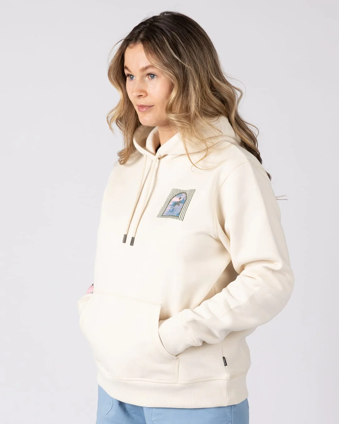 Offshore Womens Pop Hoodie in Cream - Image 6