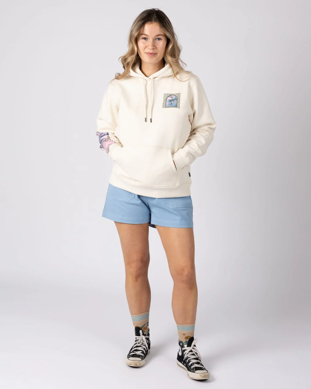 Offshore Womens Pop Hoodie in Cream - Image 7