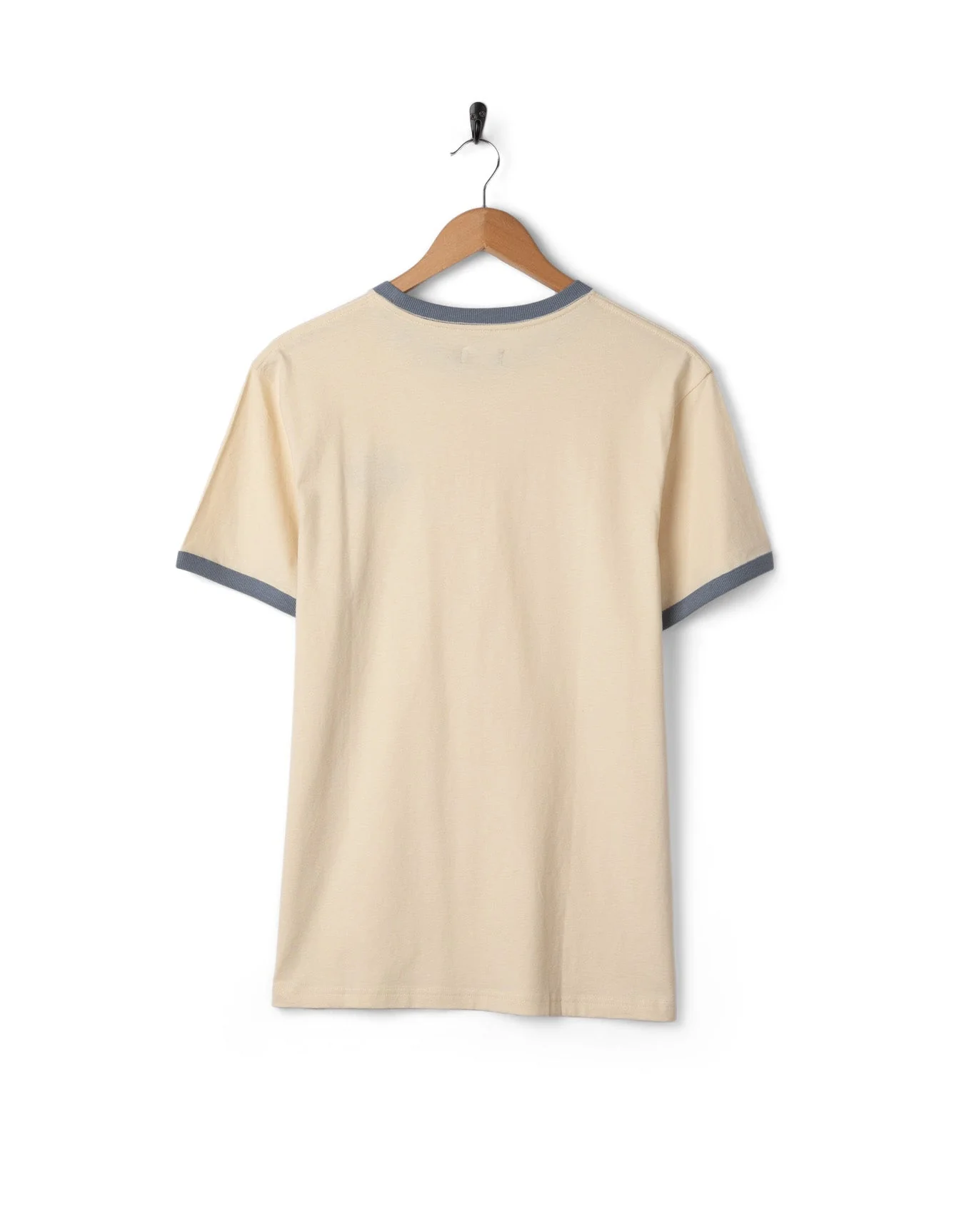 Offshore Ringer Mens Short Sleeve T-Shirt in Cream - Image 7