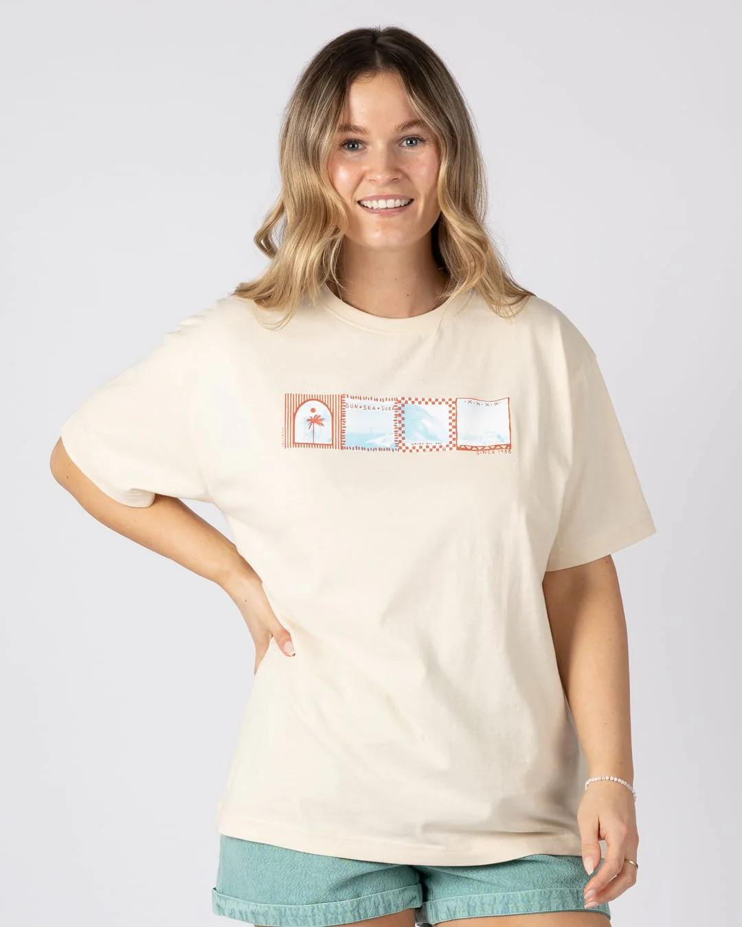 Offshore Womens Short Sleeve T-Shirt in Cream - Image 2