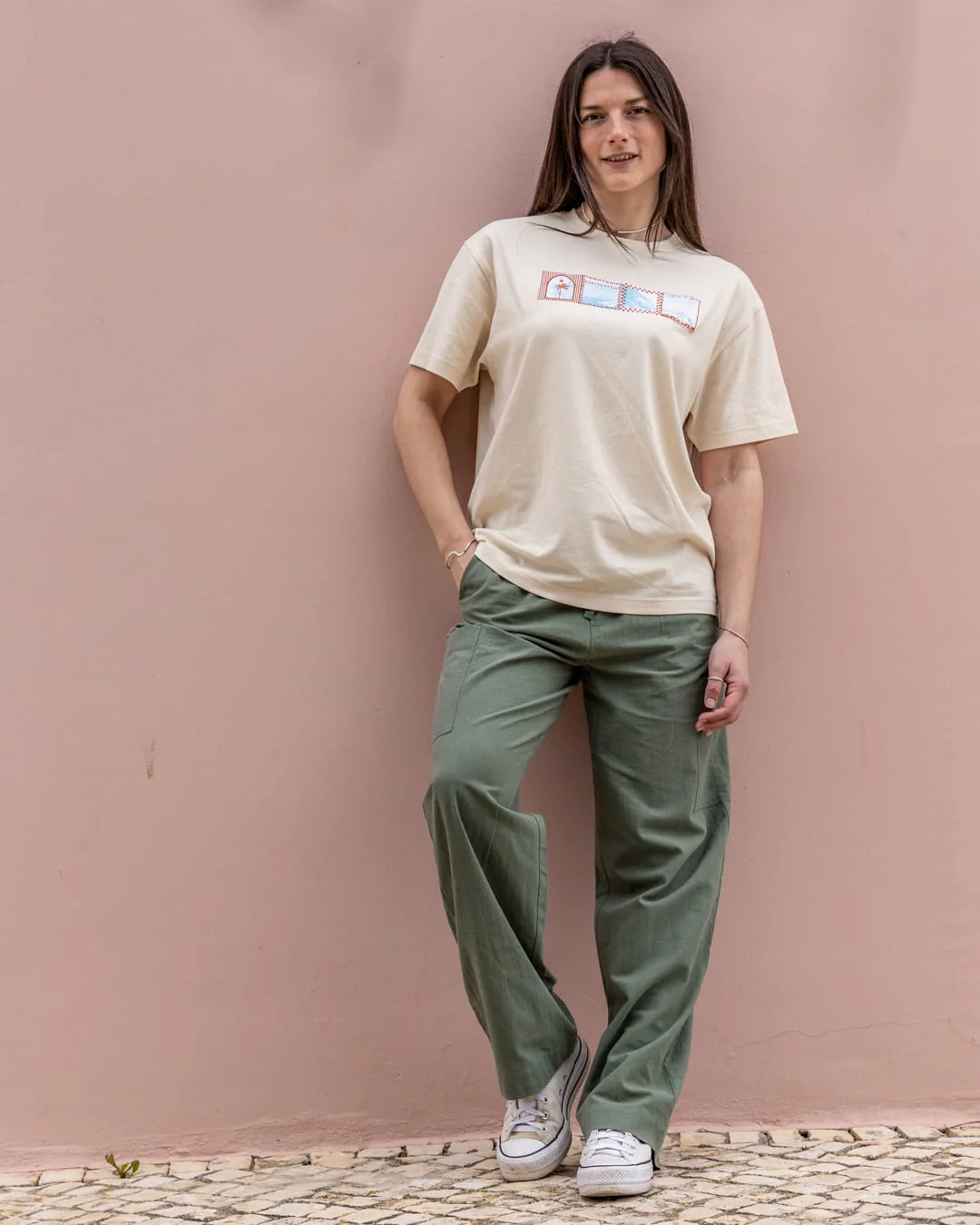 Offshore Womens Short Sleeve T-Shirt in Cream - Image 3