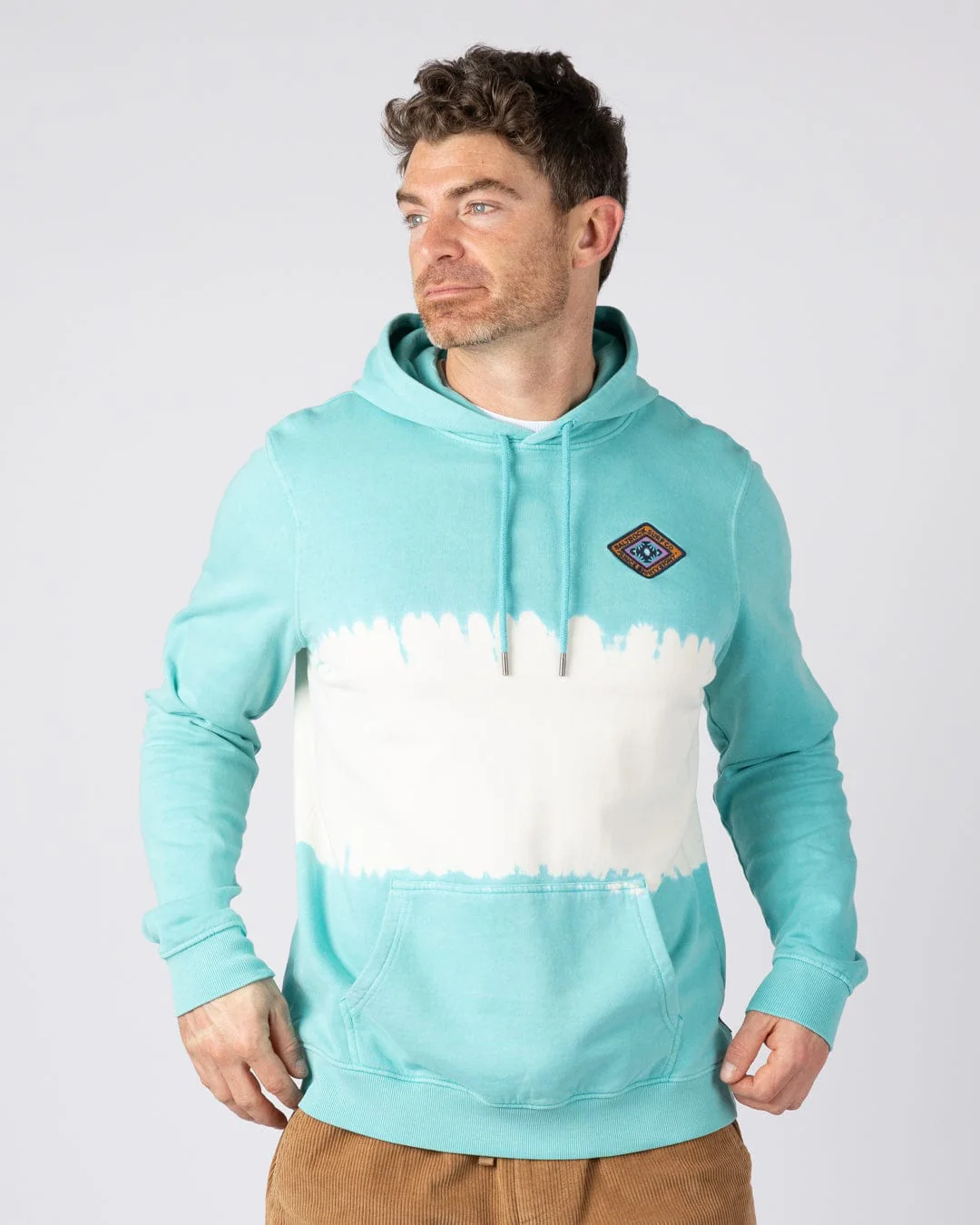 Offshore Tie Dye Mens Pop Hoodie in Blue