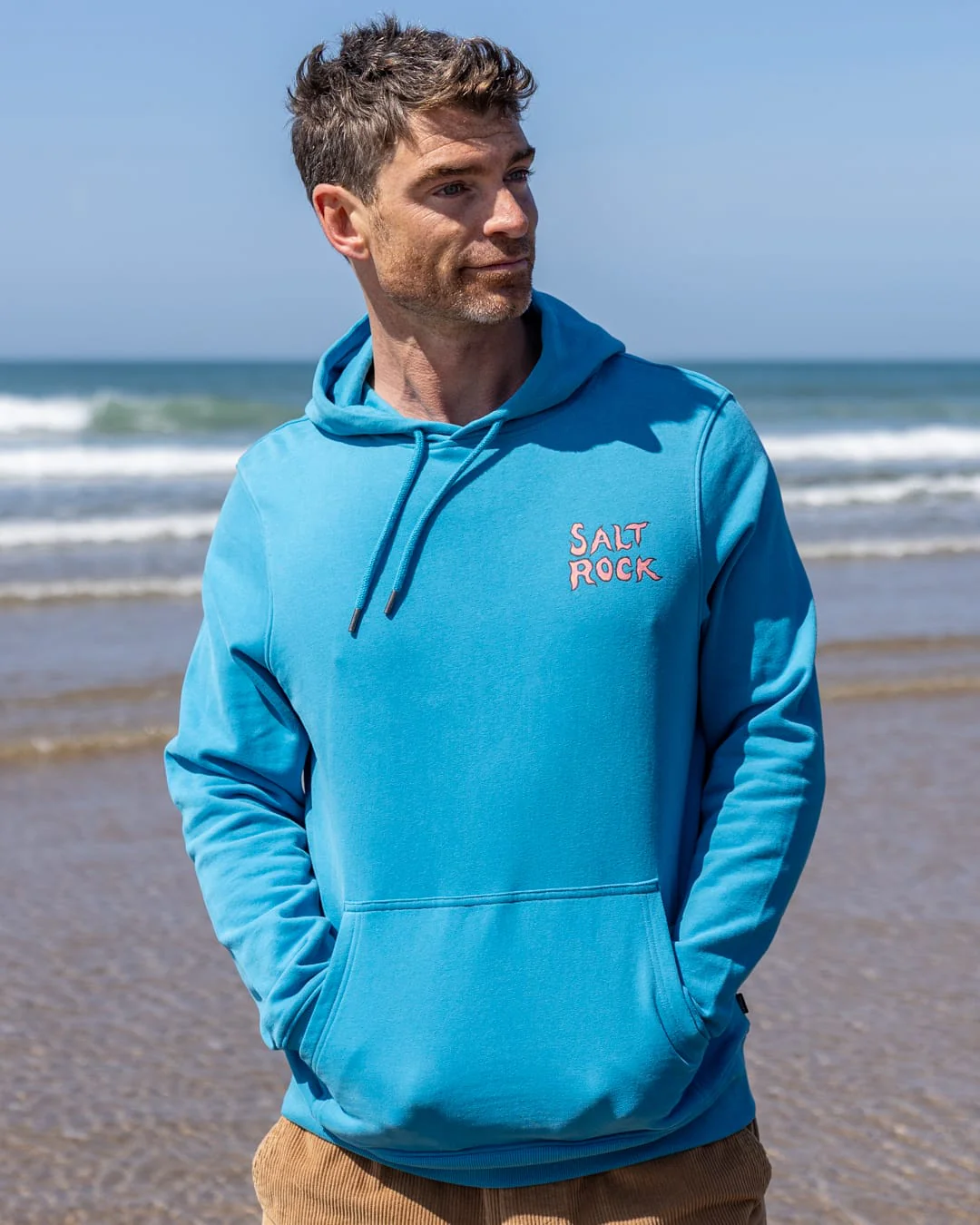 One More Wave Mens Pop Hoodie in Bright Blue - Image 5