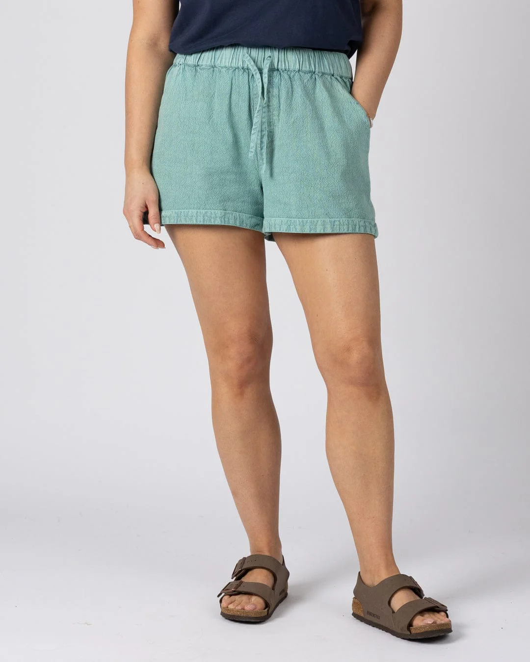 Opie Womens Woven Short in Blue - Image 3
