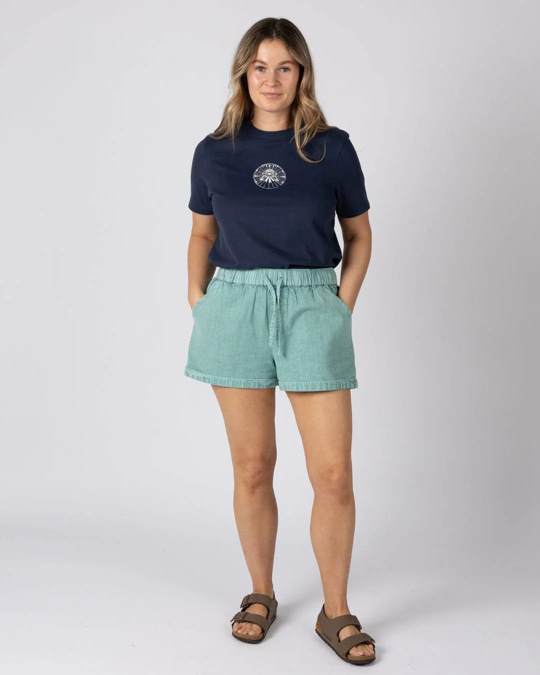 Opie Womens Woven Short in Blue - Image 4