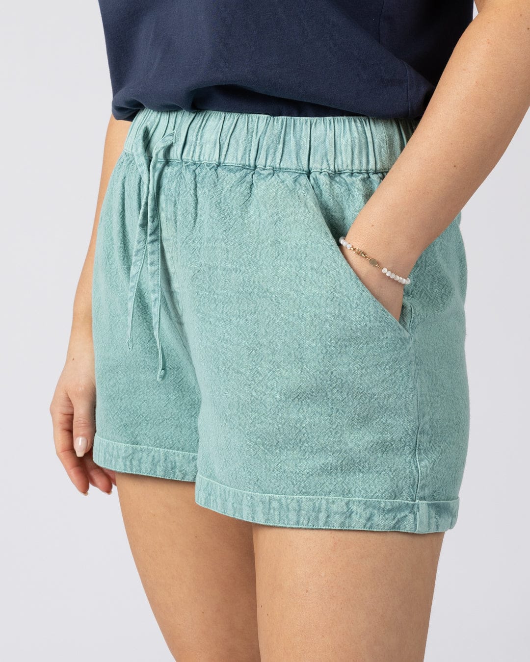 Opie Womens Woven Short in Blue - Image 6