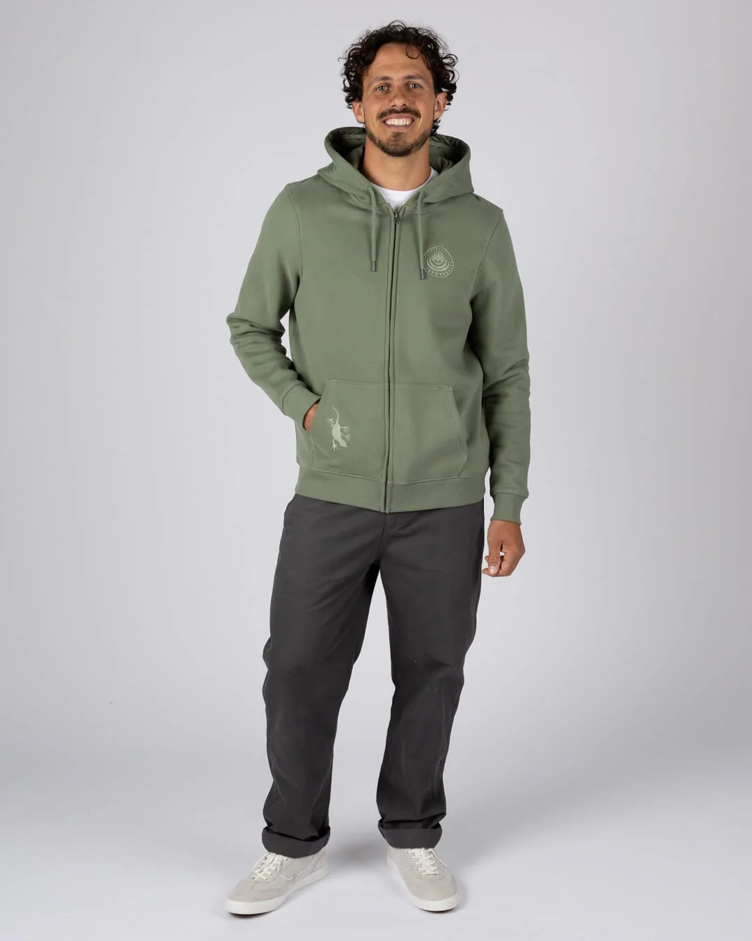 Origin Gecko Mens Zip Through Hoodie in Green - Image 5