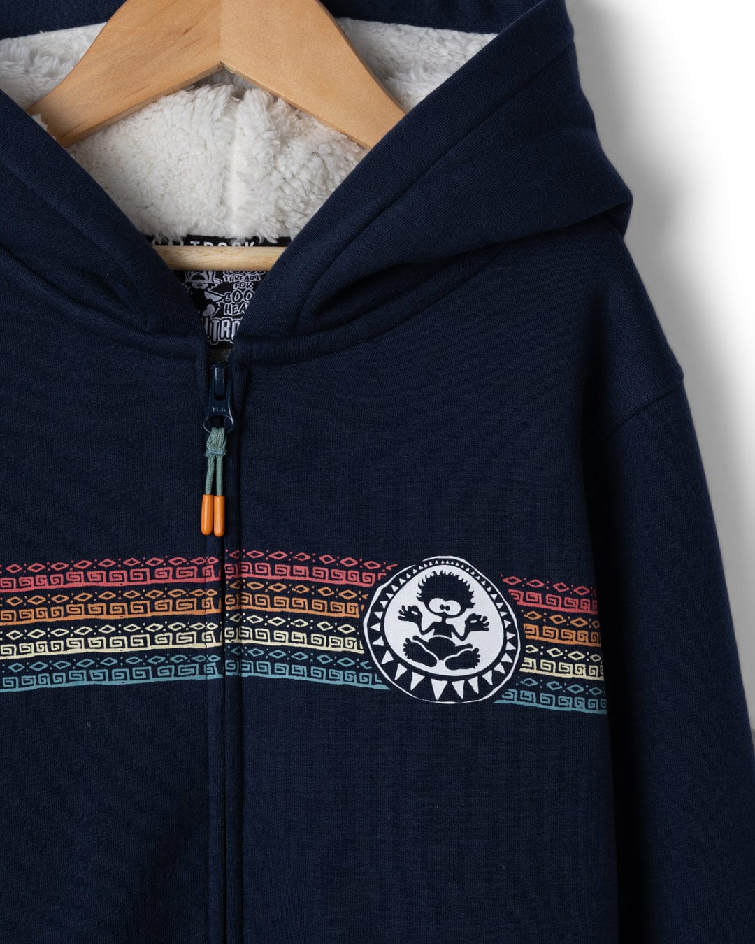 Origin Stripe Kids Borg Lined Hood in Blue - Image 2