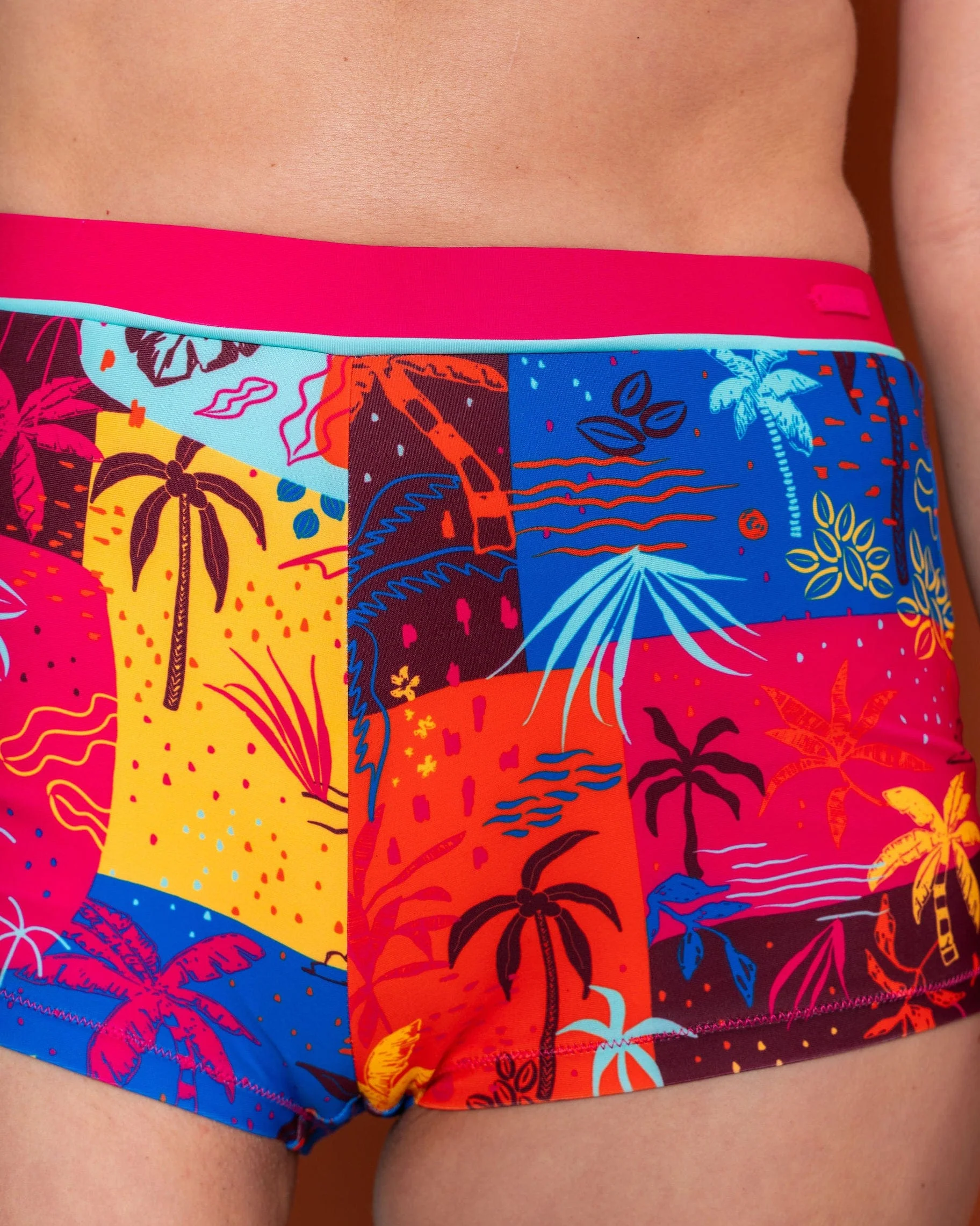 Palm Block Womens Swim Shorts in Multi - Image 5