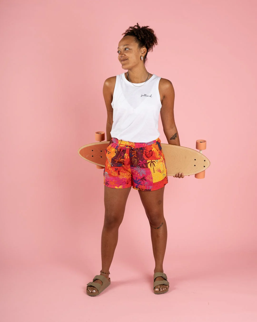 Palm Block Womens Shorts in Multi - Image 4