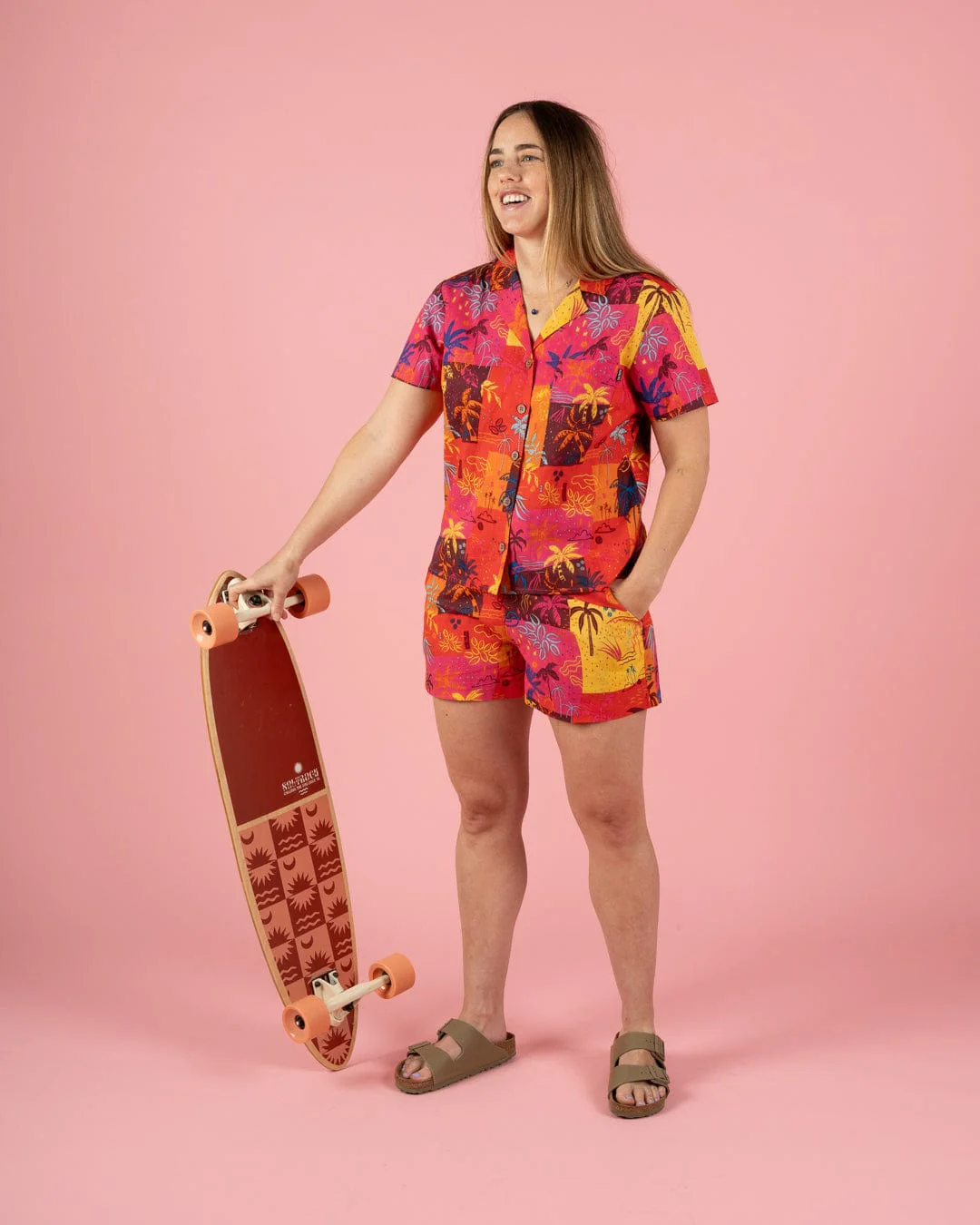 Palm Block Womens Shorts in Multi - Image 9