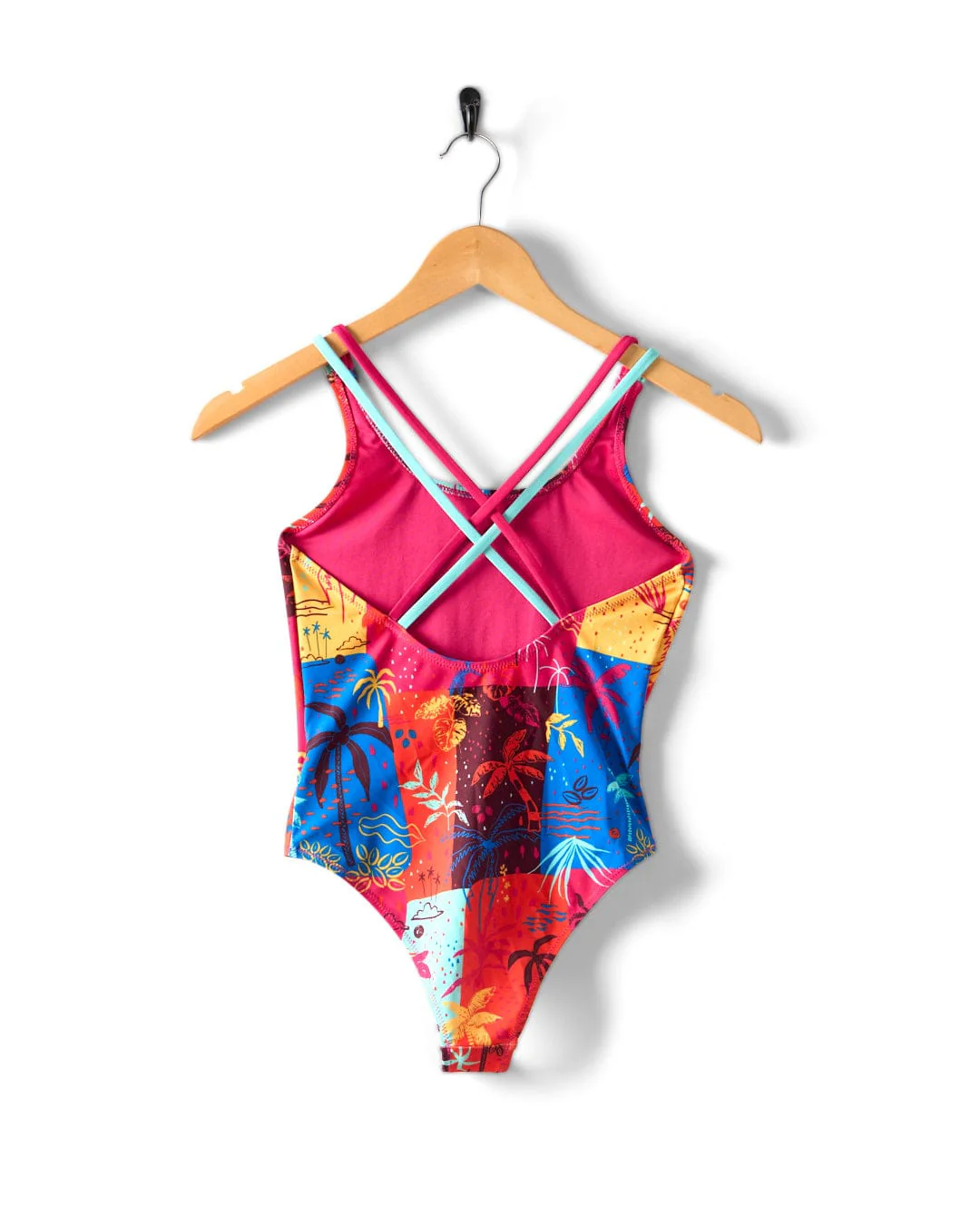 Palm Block Kids Recycled UPF Swimsuit in Multi - Image 2