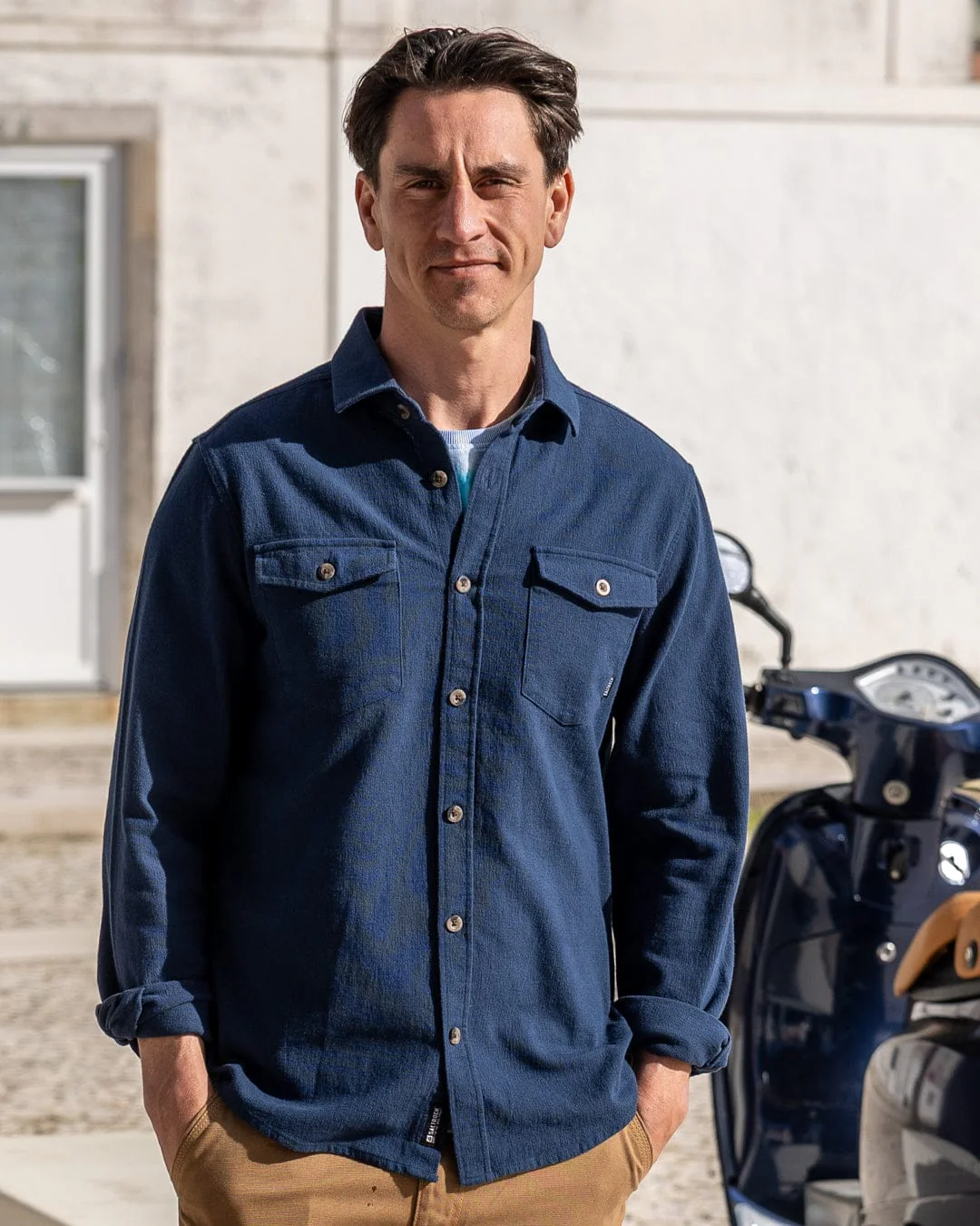 Penare 2 Mens Long Sleeve Shirt in Blue - Image 2