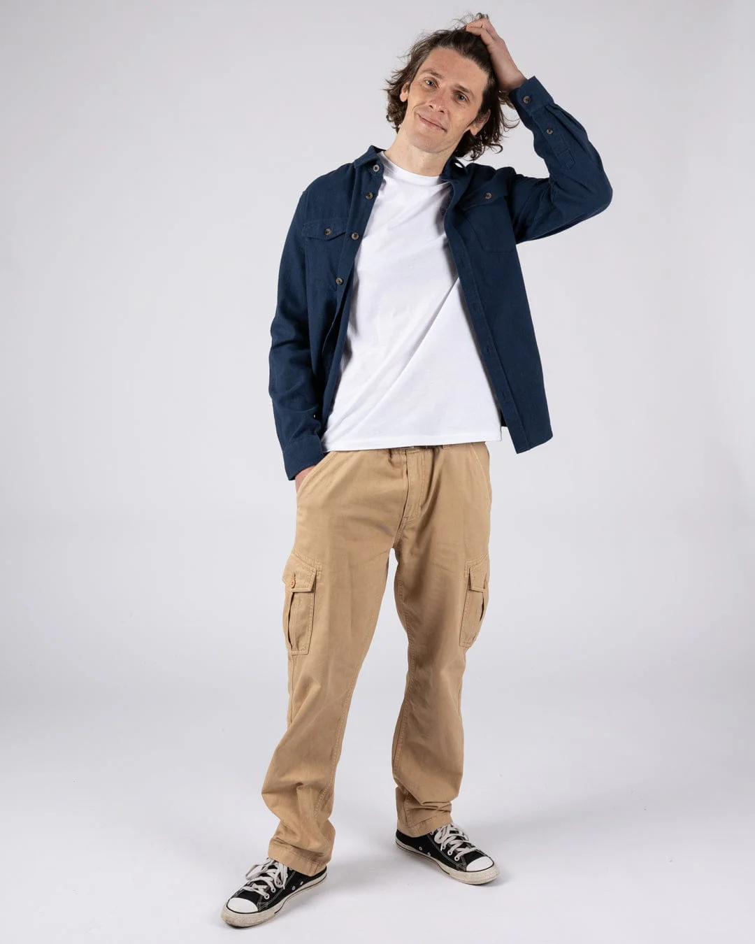 Penare 2 Mens Long Sleeve Shirt in Blue - Image 3