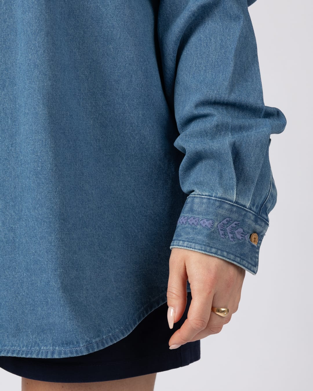 Pernrose Womens Denim Shirt in Blue - Image 3