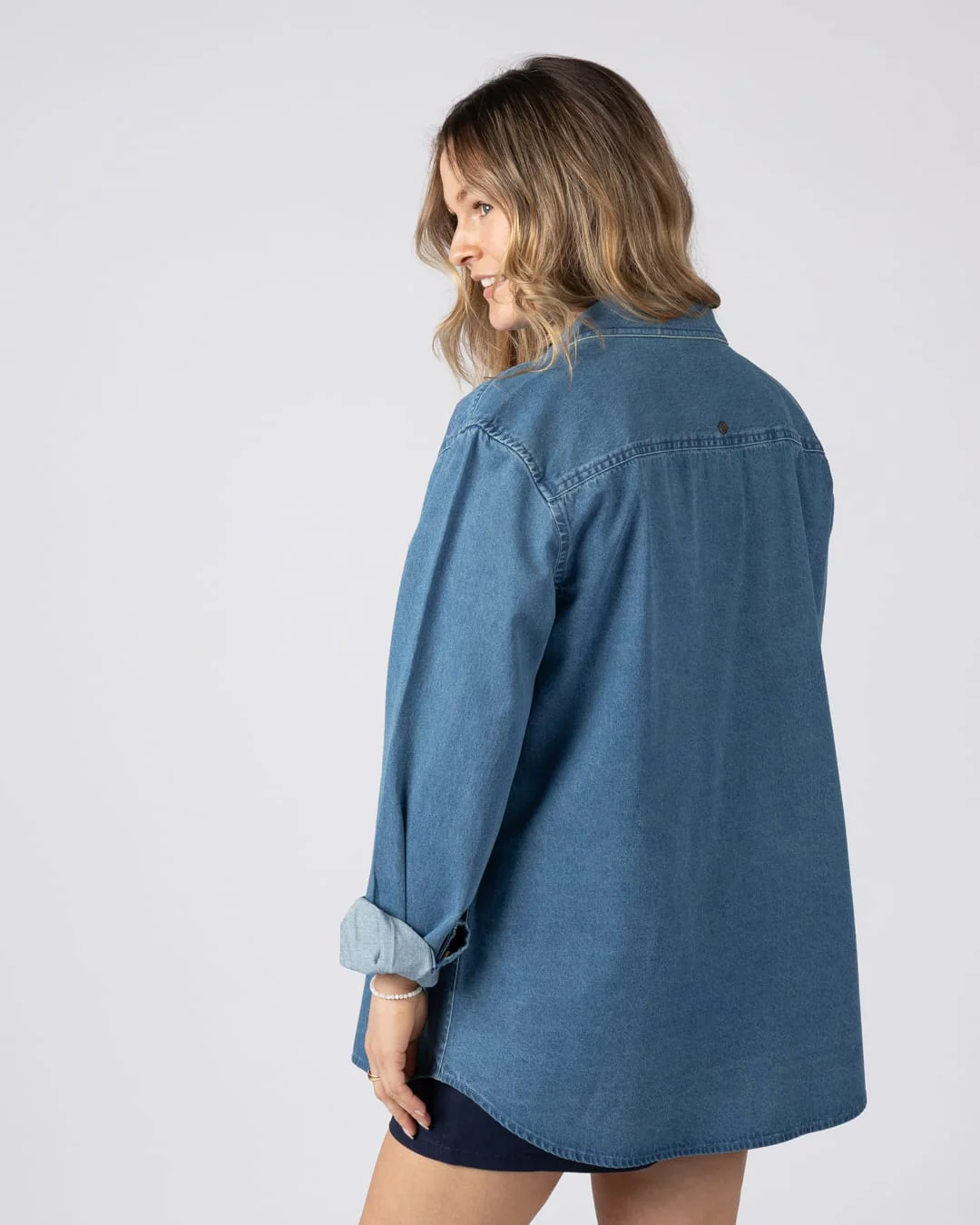 Pernrose Womens Denim Shirt in Blue - Image 7