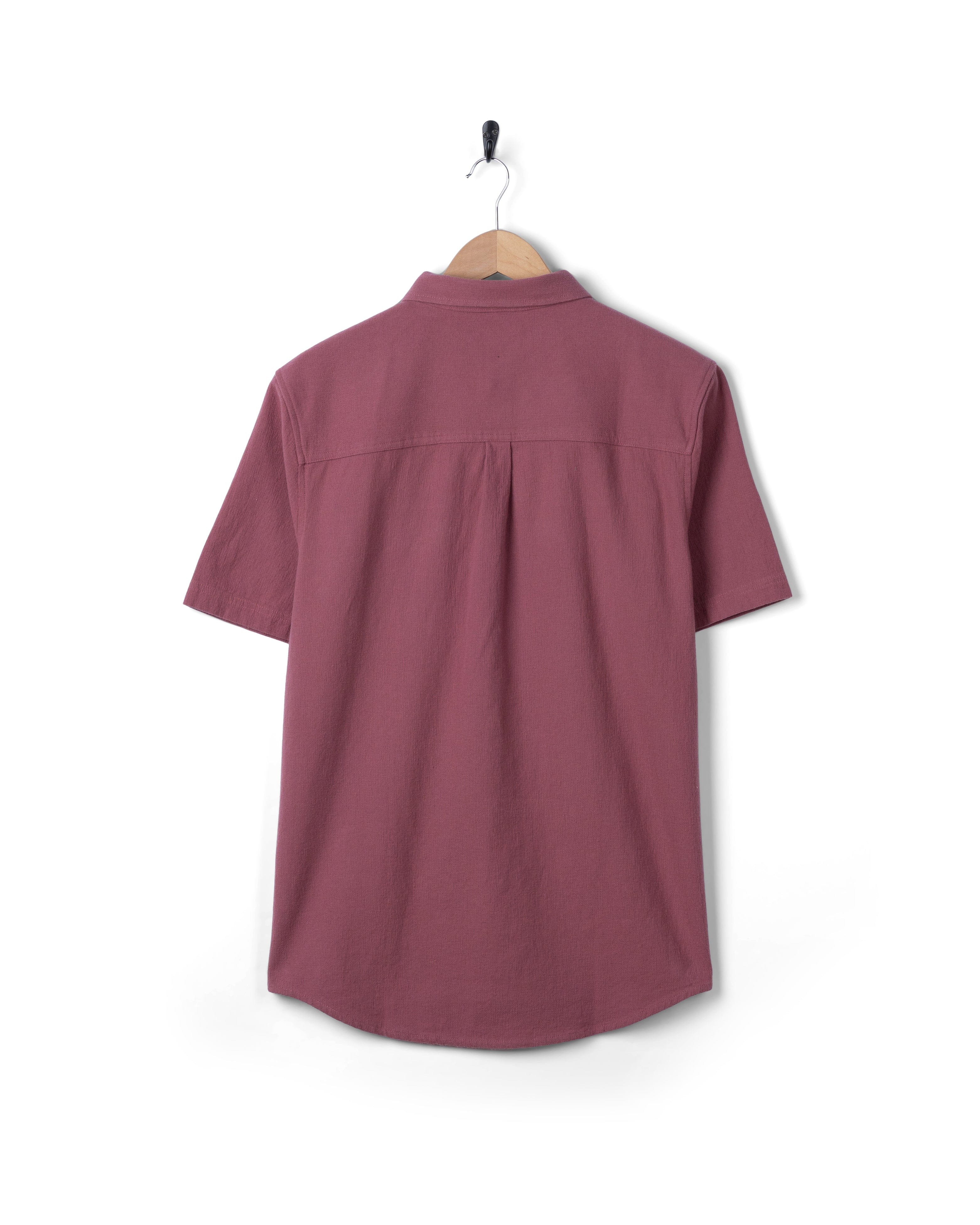 Polperro Mens Short Sleeve Shirt in Dark Pink - Image 7