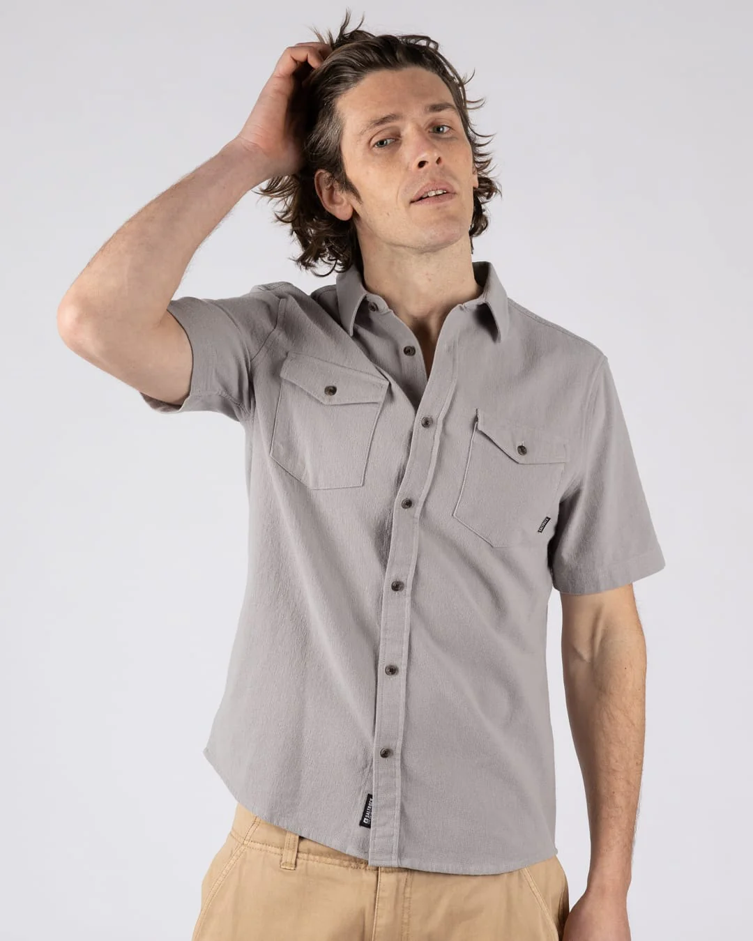 Polperro Mens Short Sleeve Shirt in Grey - Image 5