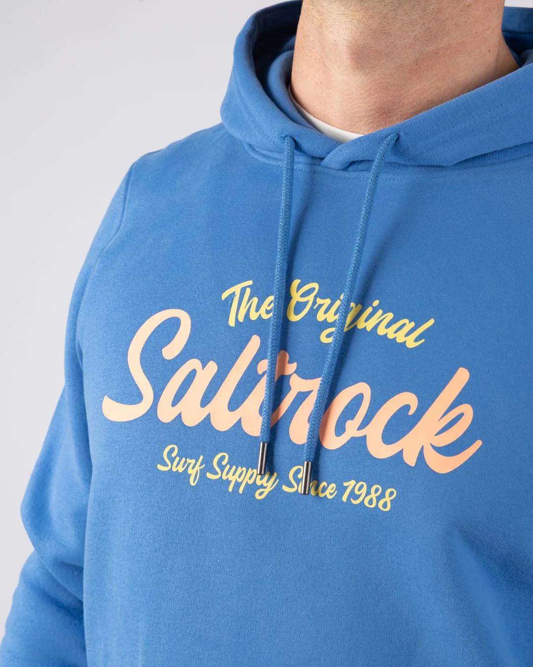 Postcard Bloc Pop Mens Hoodie in Bright Blue - Image 5