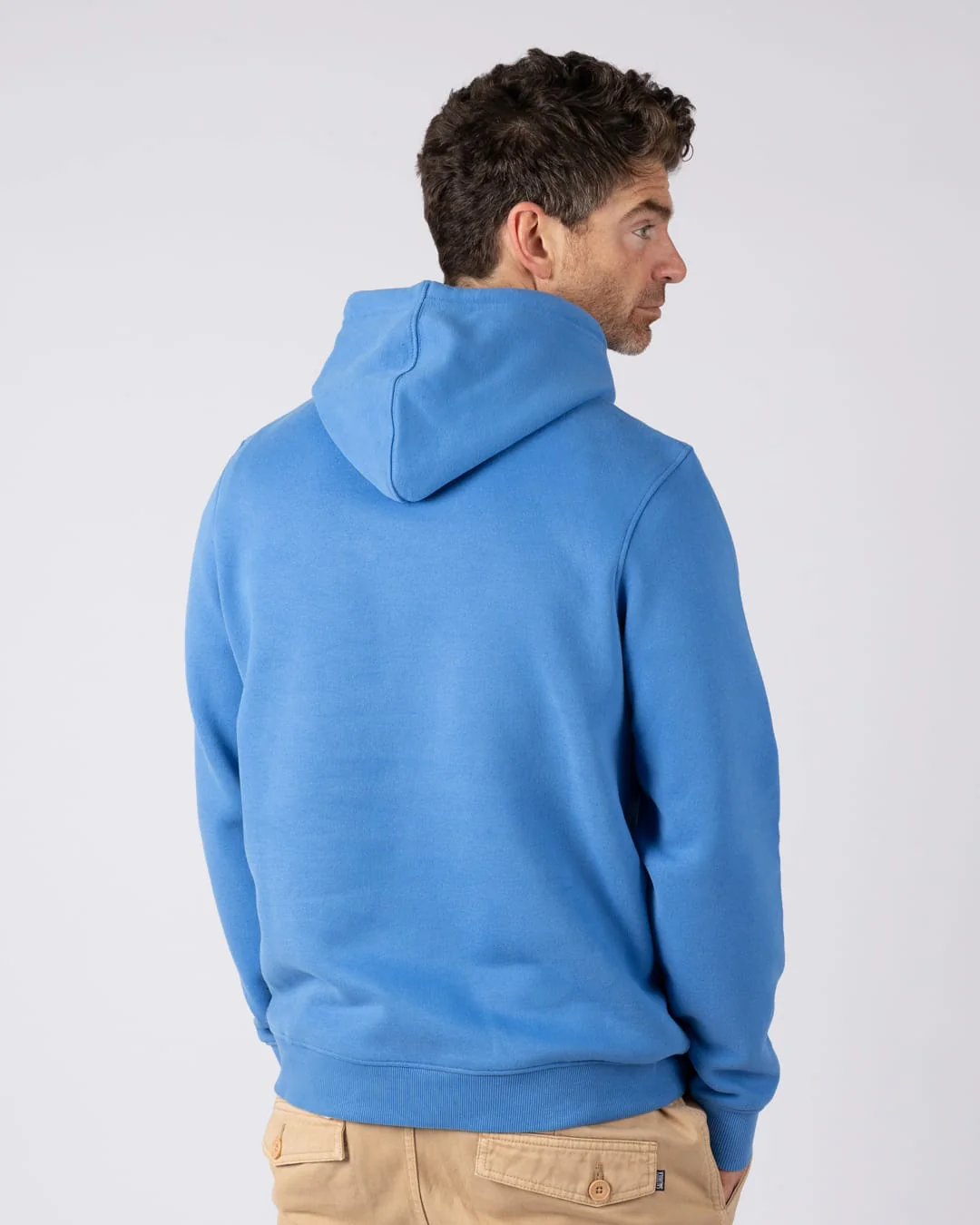 Postcard Bloc Pop Mens Hoodie in Bright Blue - Image 9