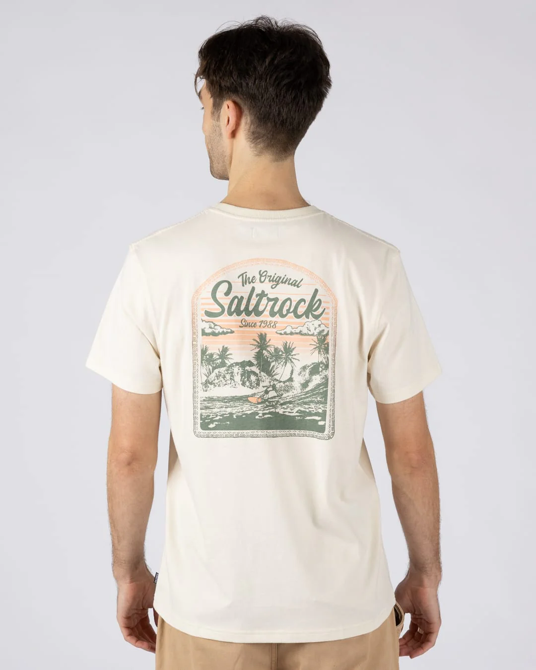 Postcard Mens Short Sleeve T-Shirt in Cream - Image 4