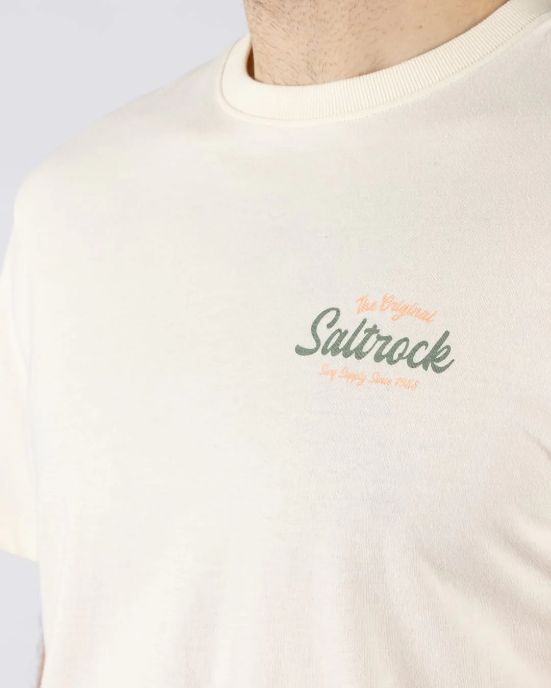 Postcard Mens Short Sleeve T-Shirt in Cream - Image 6