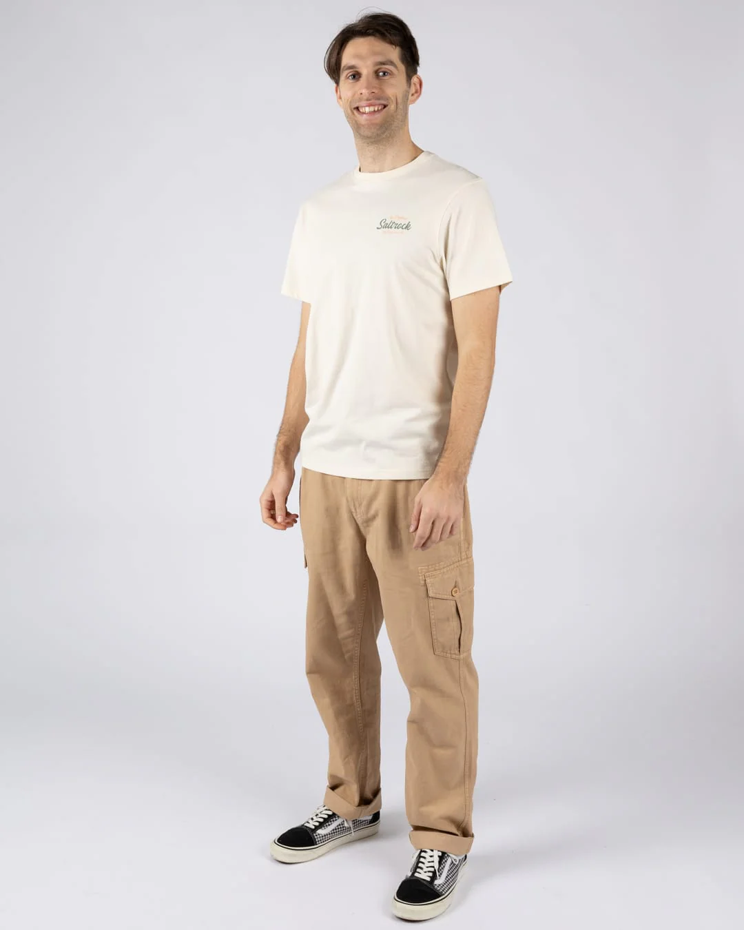 Postcard Mens Short Sleeve T-Shirt in Cream - Image 7