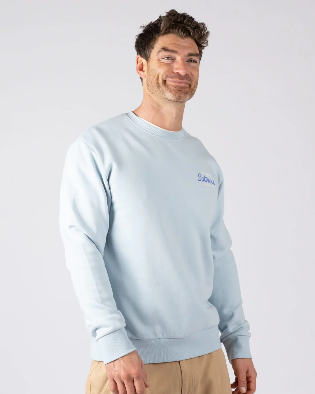 Postcard Mens Sweatshirt in Light Blue - Image 4