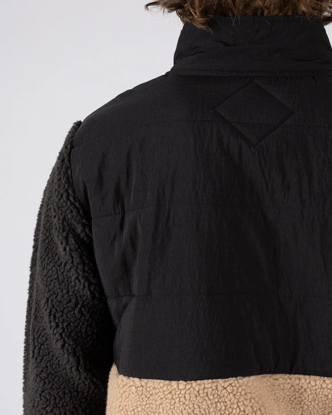 Rafe Mens Zip Fleece in Black/Beige - Image 13