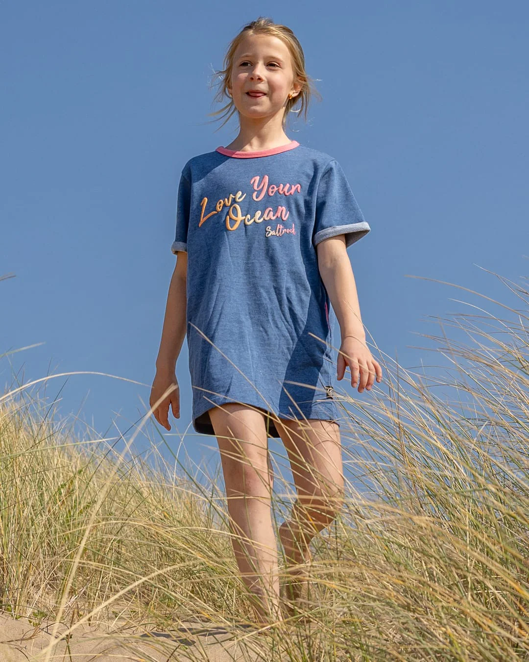 Rainbow Ocean Kids Dress in Dark Blue - Image 2