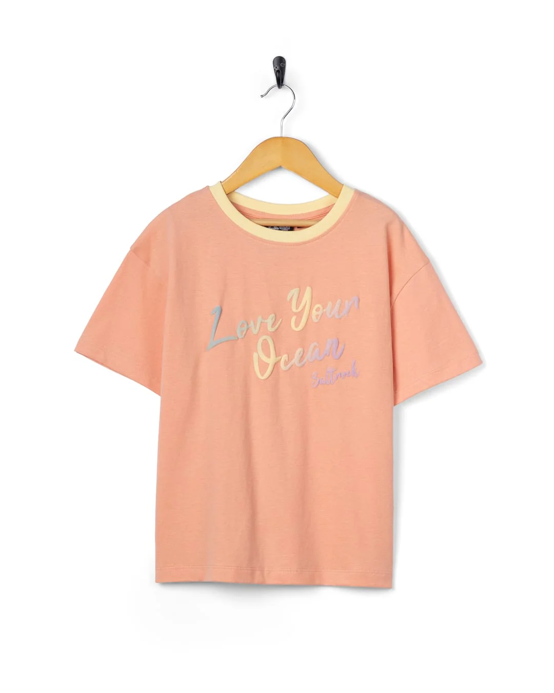 Rainbow Ocean Kids Short Sleeve T-Shirt in Light Pink - Image 2