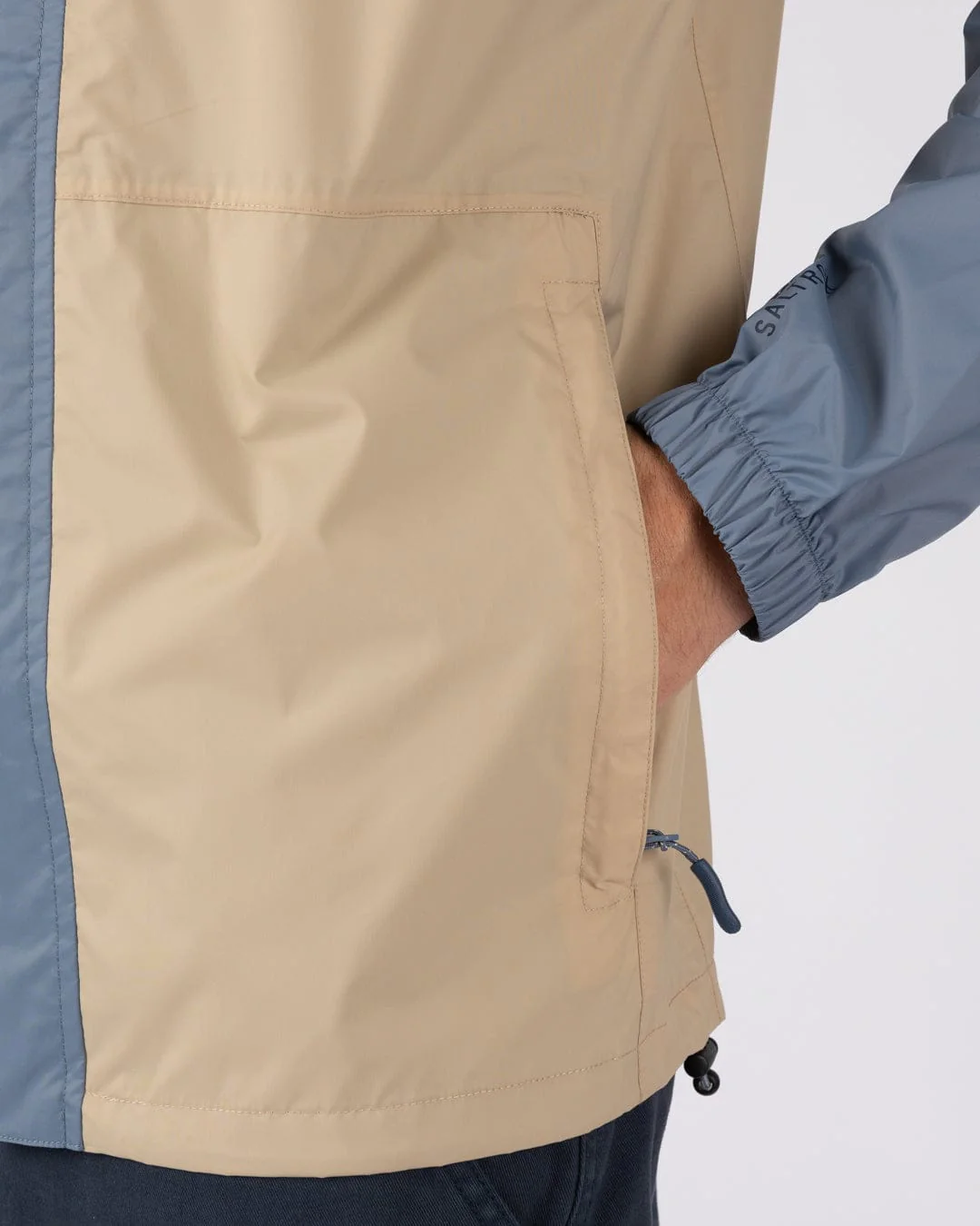 Rainer Tribal Mens Waterproof Packable Rain Jacket in Blue/Beige - Image 12