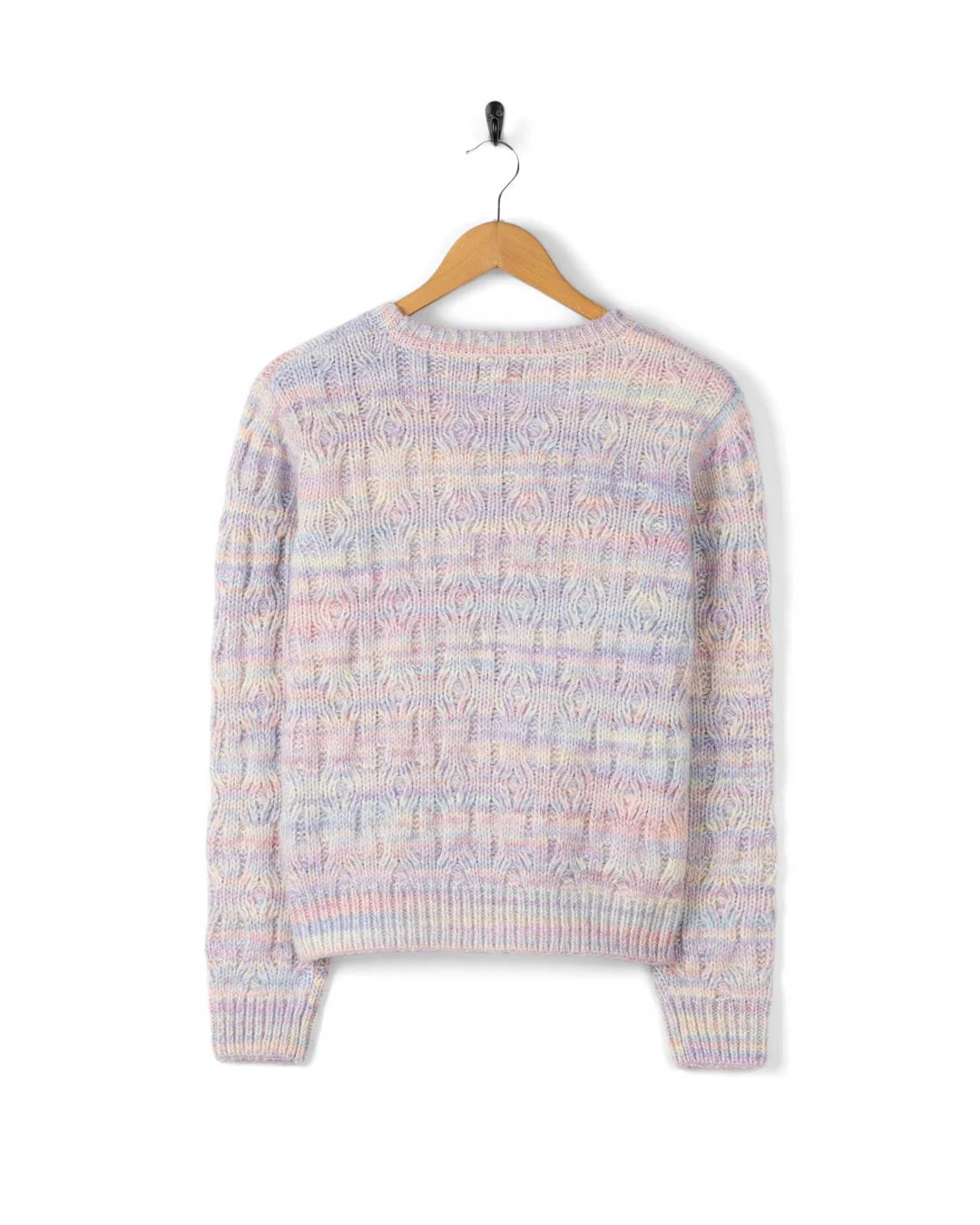 Reeny Womens Pastel Cable Jumper in Purple - Image 11
