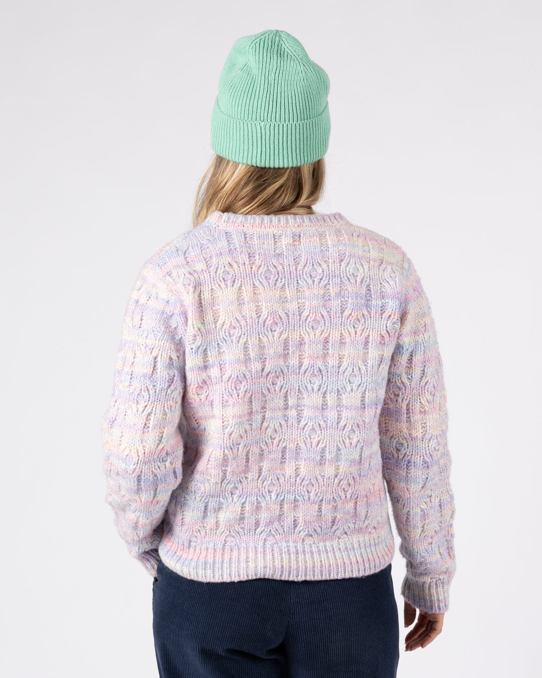 Reeny Womens Pastel Cable Jumper in Purple - Image 7