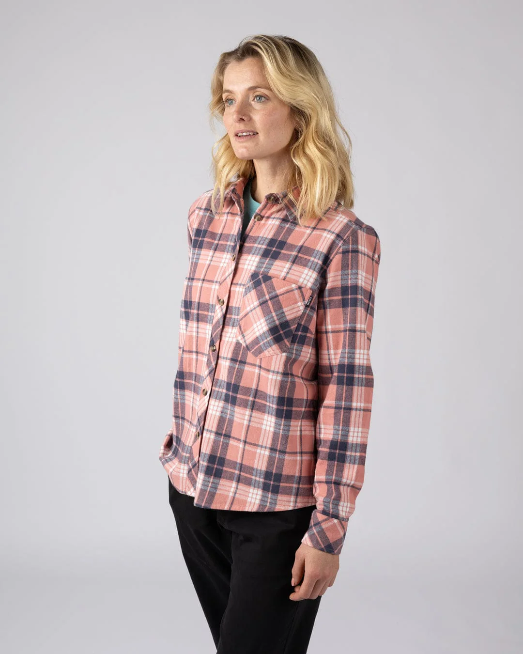 Rosalin Womens Check Shirt in Pink - Image 2